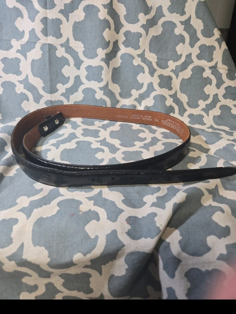 MENS black leather NOCONA western wear belt sz 44 NO BUCKLE